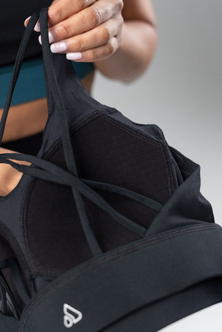 Alyth Active Gravity Adventurous Sports Bra in Black - Women's Athletic Sports Bra Back View