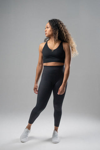 Alyth Active Gravity Adventurous Sports Bra in Black - Women's Athletic Sports Bra Front View