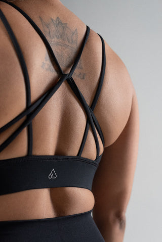 Alyth Active Gravity Adventurous Sports Bra in Black - Women's Athletic Sports Bra Side View