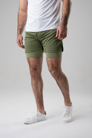 Alyth Active Powerful Shorts in Army Green - Women's Workout Shorts Back View