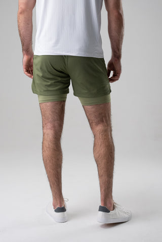 Alyth Active Powerful Shorts in Army Green - Women's Workout Shorts Detail View