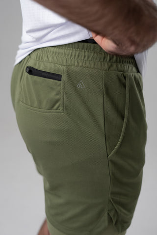 Alyth Active Powerful Shorts in Oatmeal - Women's Workout Shorts Back View