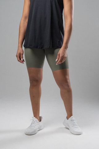 Alyth Active Serene Simply Short in Army Green - Women's Running Shorts Detail View