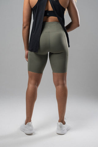 Alyth Active Serene Simply Short in Army Green - Women's Running Shorts Side View