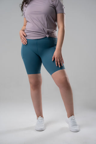 Alyth Active Serene Simply Short in Teal - Women's Running Shorts Front View