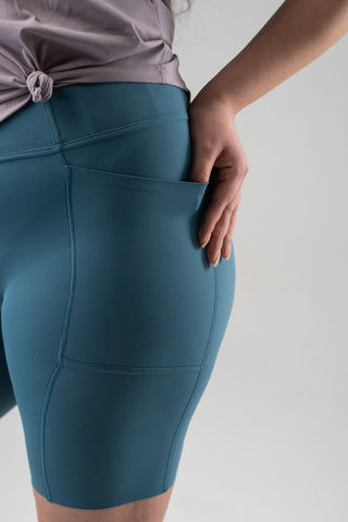 Alyth Active Serene Simply Short in Teal - Women's Running Shorts Side View