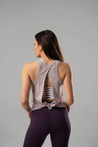 Alyth Active Serene Soft Fiercefully Tank in Light Mauve - Women's Yoga Tank Top Back View